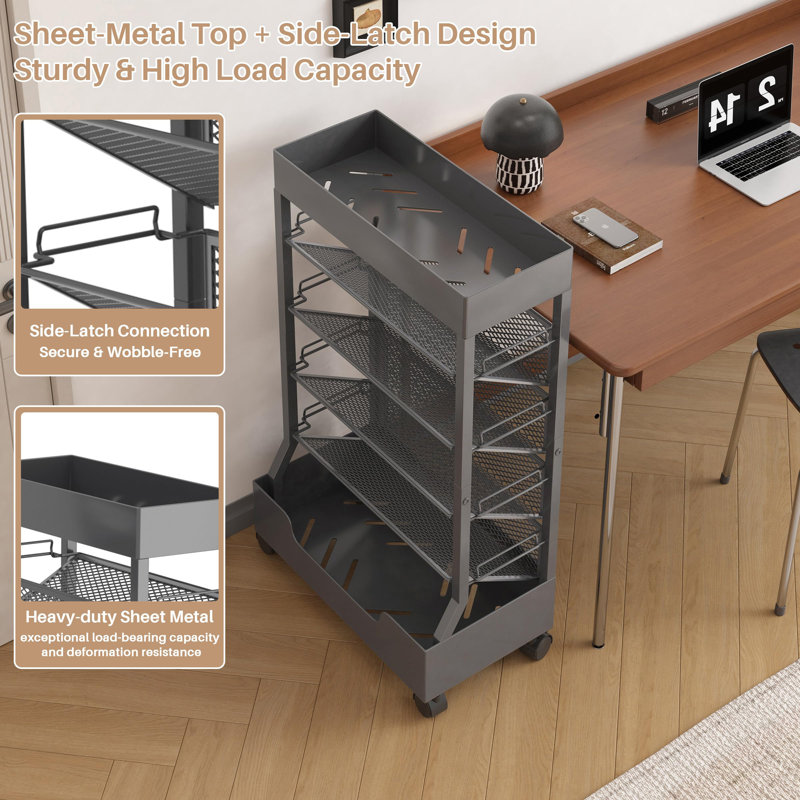 71cm H x 42cm W Book Cart, Grey