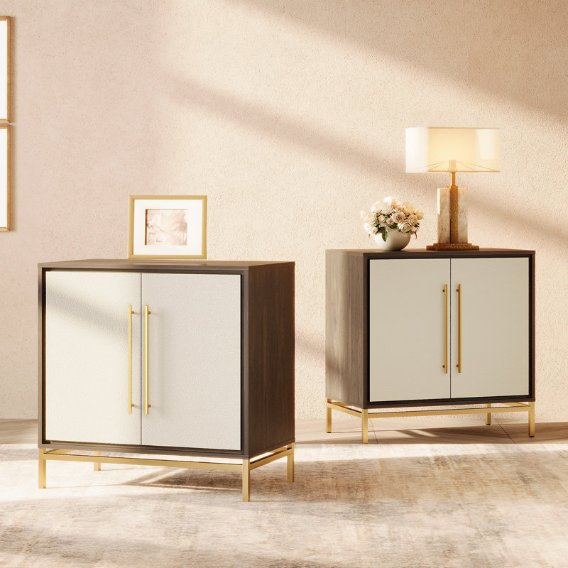  End Table With Leather Door And Adjustable Shelf