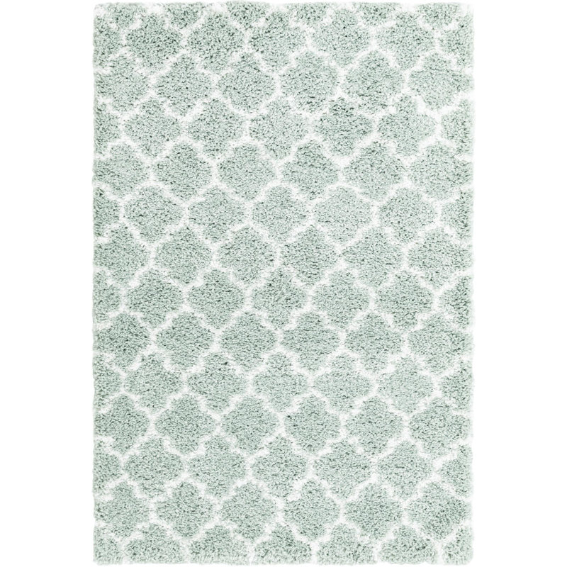 Tapis marocain contemporain à poils longs de couleur mousse, Rectangle 4 pi 1 po x 6 pi 1 po