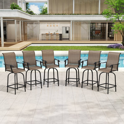 Textilene Swivel Outdoor Bar Height Chairs With Backrest (set Of 4)