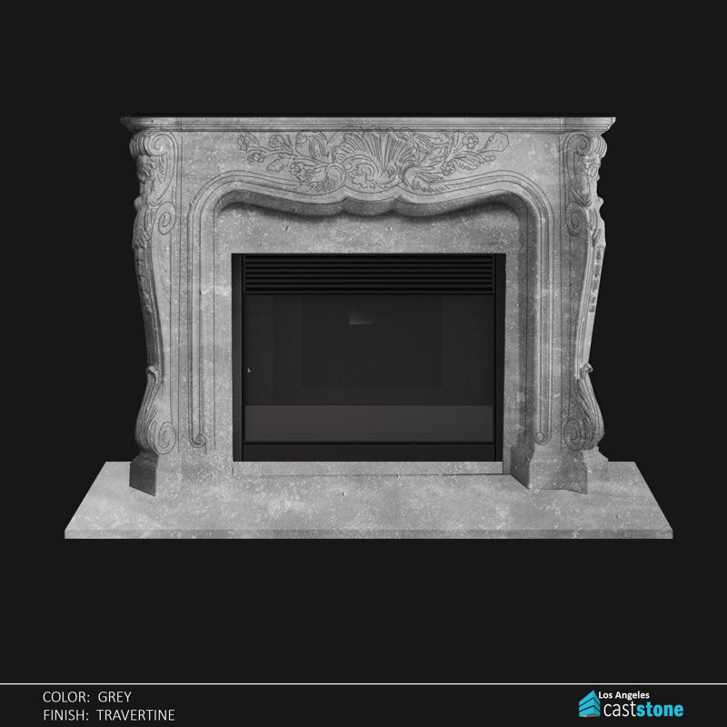 Torrey Fireplace Surround, Gray Travertine