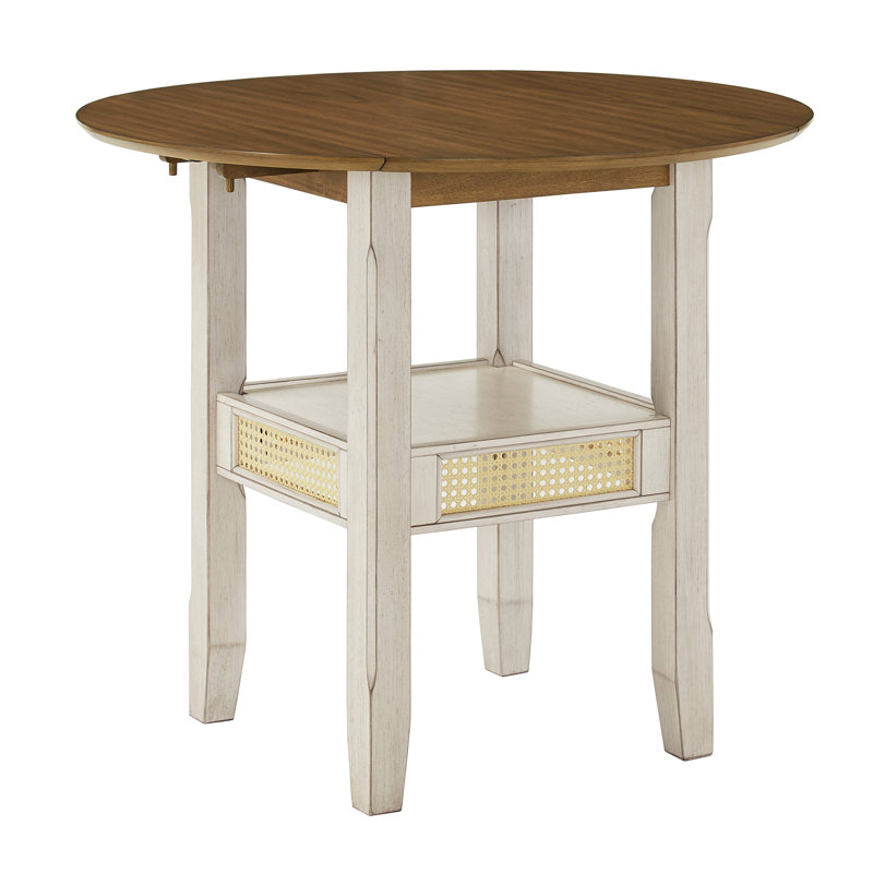 Pulukan Counter Height Drop Leaf Dining Table, Standard Height (30.19" Height), White