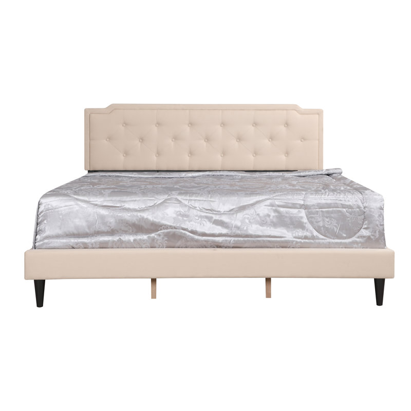 Upholstered Panel Bed, King, Beige