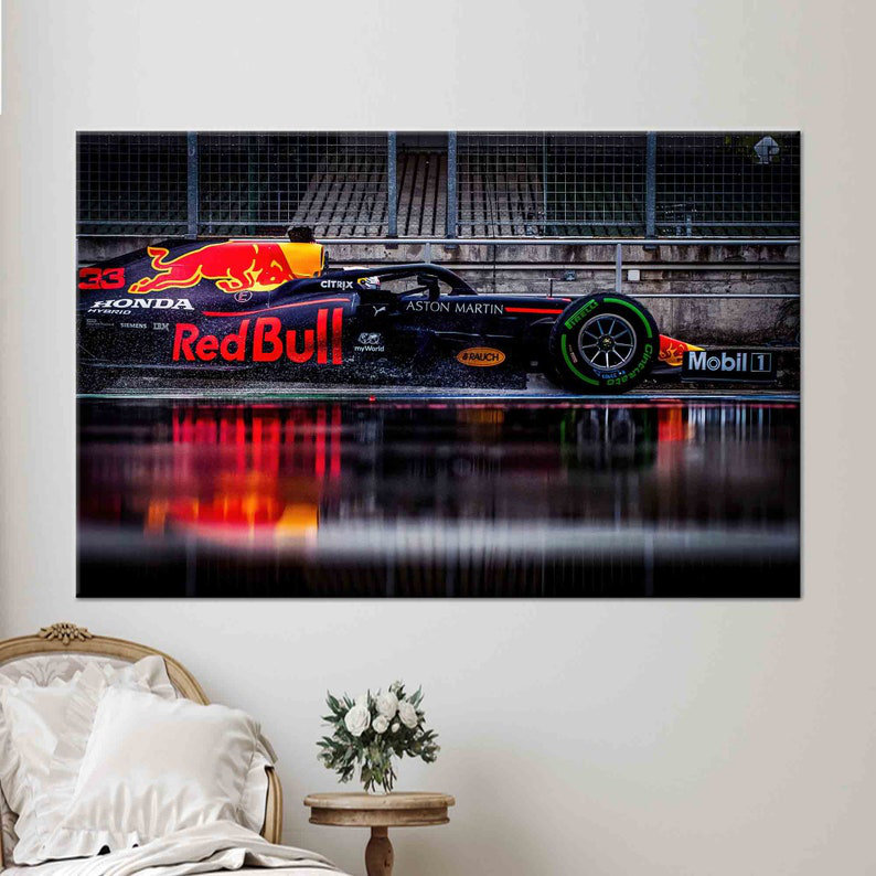 Art mural 3D personnalisable de Formule 1 - Décoration de chambre idéale qui aime les courses de Formule 1, H 16 po x l 24 po