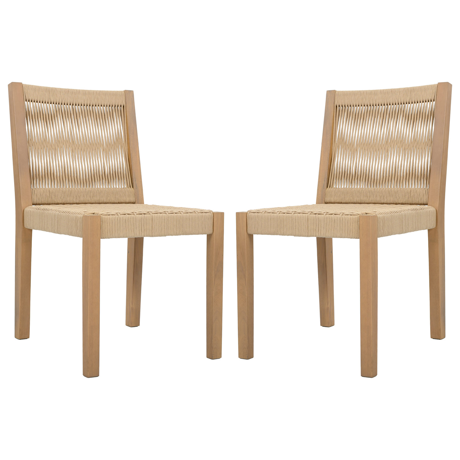 Acacia Patio Side Chair, Oak / Tan