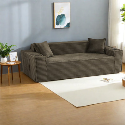 Compression Sofas, Foam Spring Corduroy Modern Compact Home Couch
