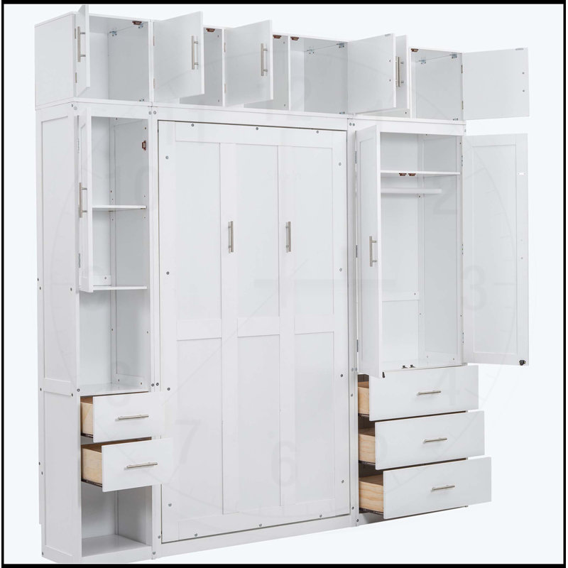 Lit escamotable avec casiers et armoires escamotables, Simple