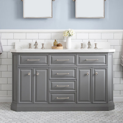 Palace 60" Carrara Quartz Countertop Bath Vanity with Faucet
