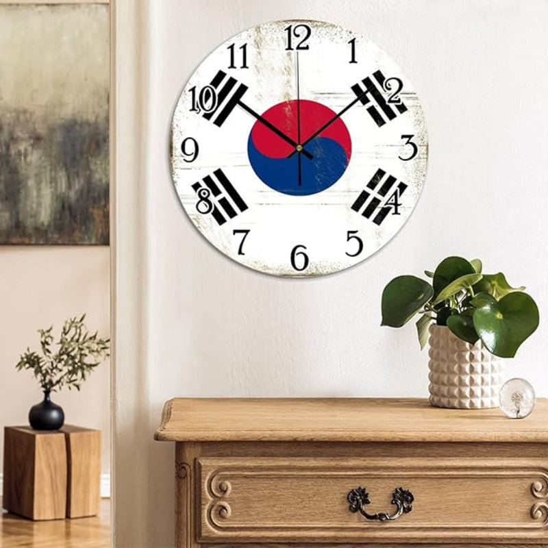 Horloge murale suspendue pour drapeau sud-coréen Horloge murale en PVC PVC