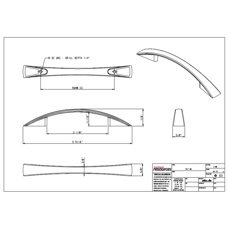 Regan Arch Pull, Satin Nickel, 3 3/4"