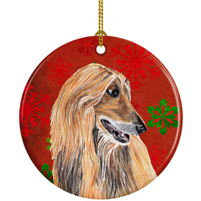 Ornement figurine suspendu en céramique afghan hound flocons de noël