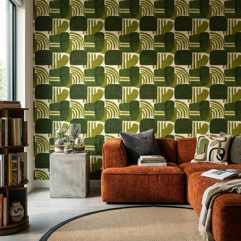 Papier peint décoratif Mid Mid Century, Non-Woven Non-Pasted