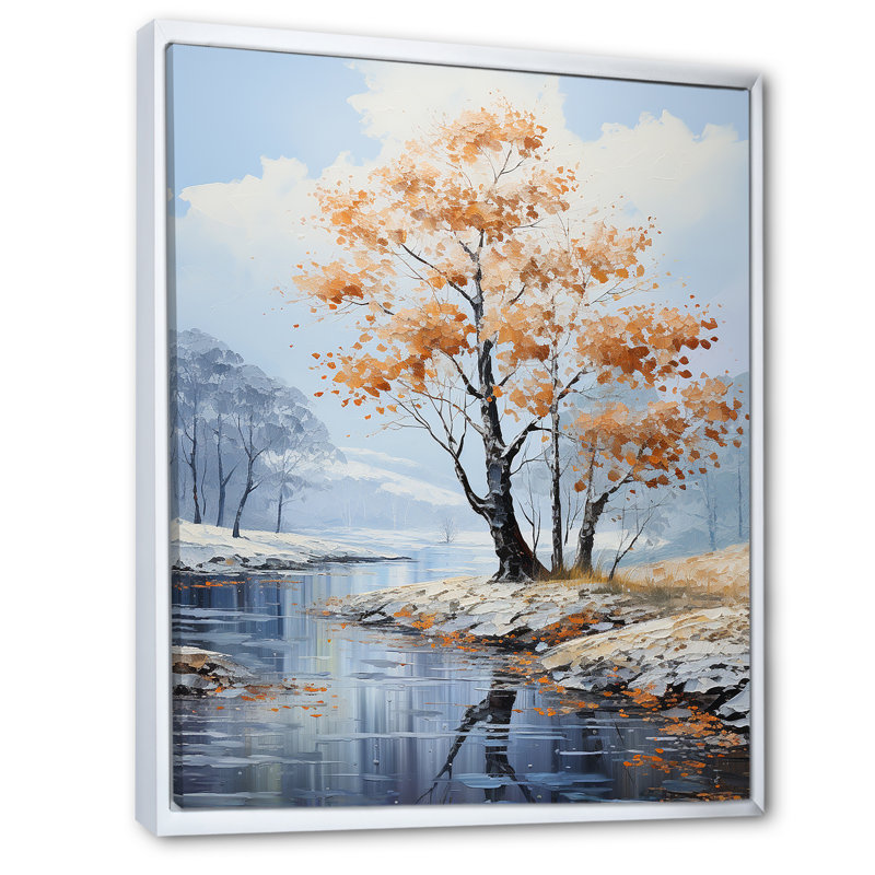 Doux tons de bleu érable sur toile, Cadre flottant blanc, H 40 po x l 30 po x P 1,5 po