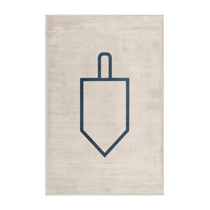 Soft Plush Feliz Hanukkah Modern & Contemporary Abstract Area Rug in Beige – White Binding, 4x6