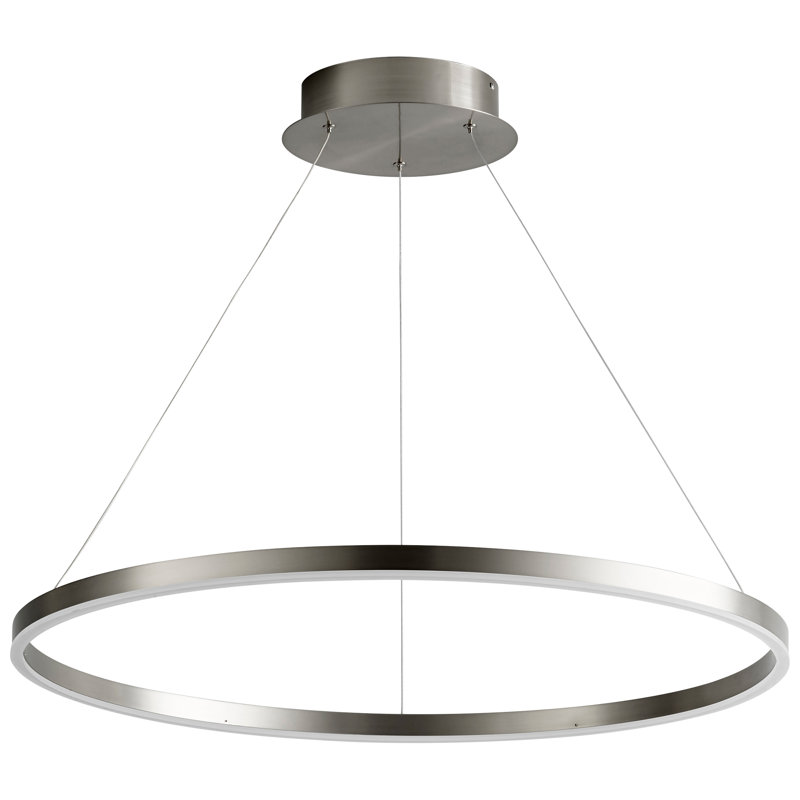 Lustre géométrique unique à 1 lumière Amaru, H 97,25 po x l 31,5 po x P 31,5 po, Nickel satiné