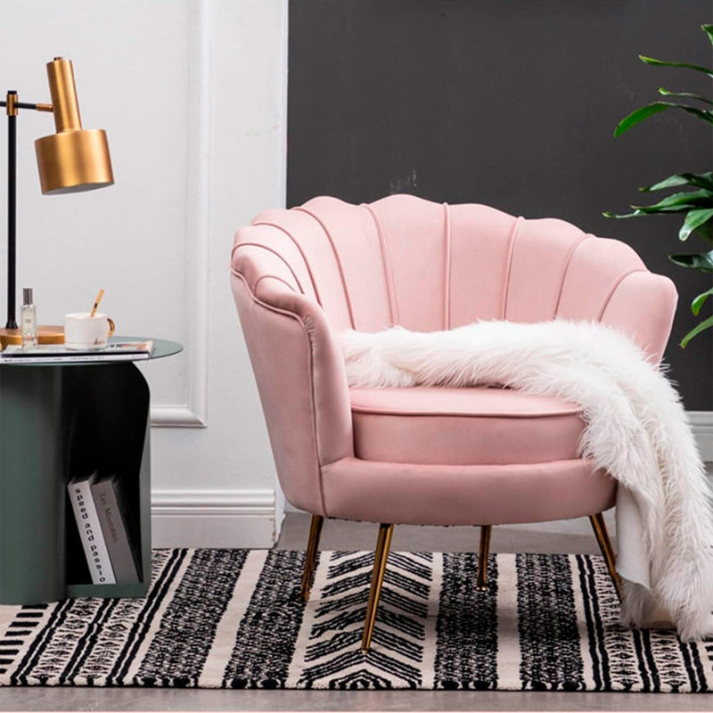 Avalynn 32.5'' Wide Velvet Lounge Chair, Light Pink Velvet