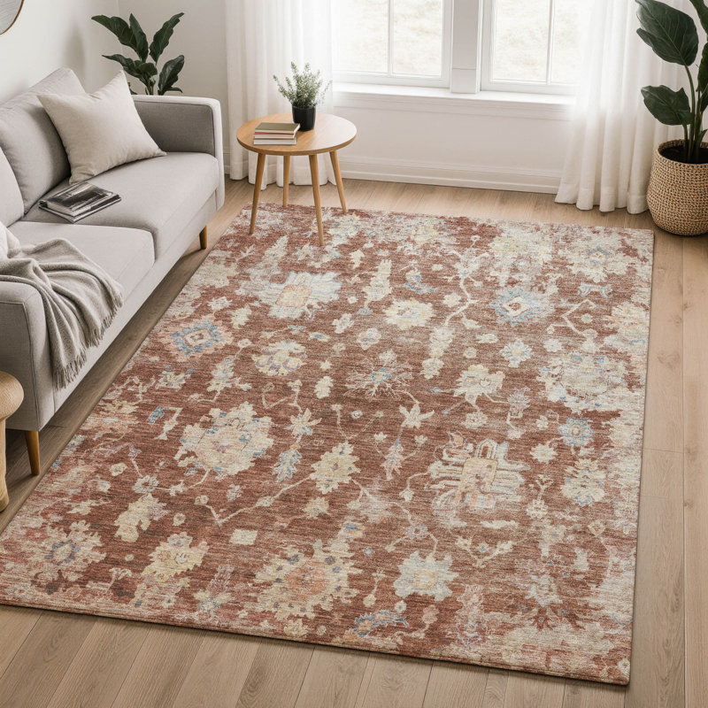 Tapis damassé de qualité supérieure Mayfield AMF2355, Paprika, 9 pi x 12 pi