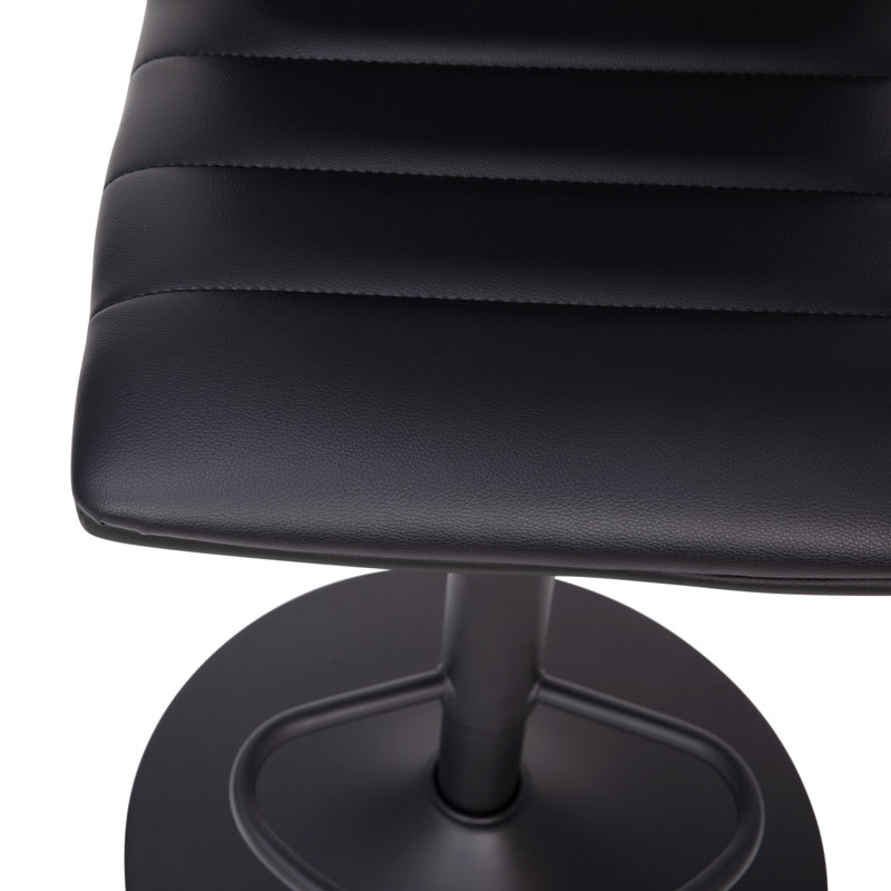 Black Adjustable Swivel Bar Stool with Metal Frame