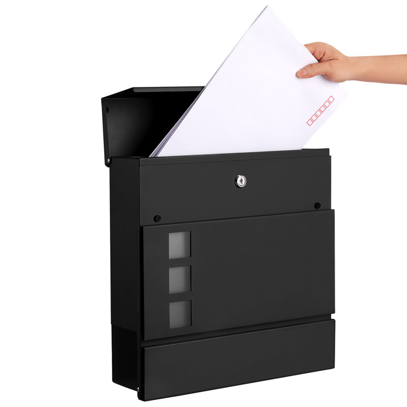 Roumen Metal Wall Mounted Post Box, Black