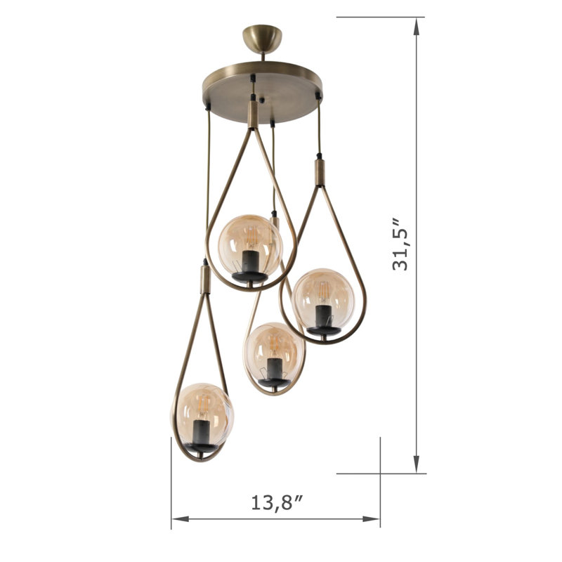 Adjustable Height Metal Globe Kitchen Island Pendant