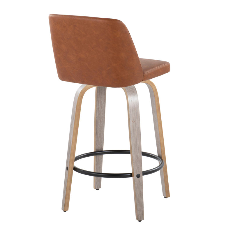 Tabouret de comptoir contemporain, Siège brun / cadre gris / noir