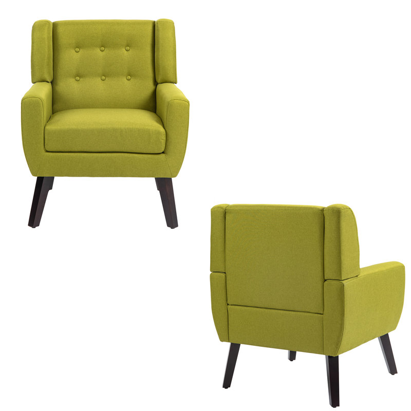 Jaqueze 73.4 Cm Wide Cotton Armchair, Green Linen Blend