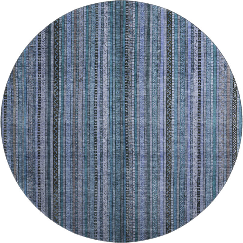 Tapis à rayures Baford AMF1654 lavable à la machine de qualité supérieure, Rond 8 pi