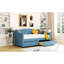 Lit de jour bleu rembourré avec deux tiroirs et lattes de bois substantielles - taille simple tactile-213643712