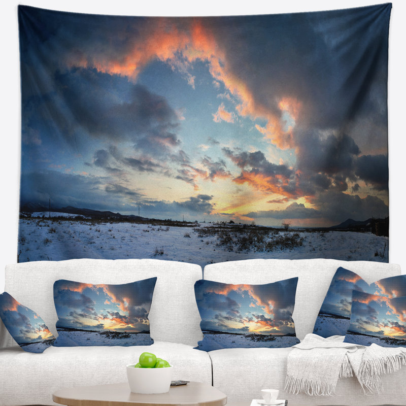 Photographie de paysage tapissier ciel d'hiver foncé, H 32 po x l 39 po