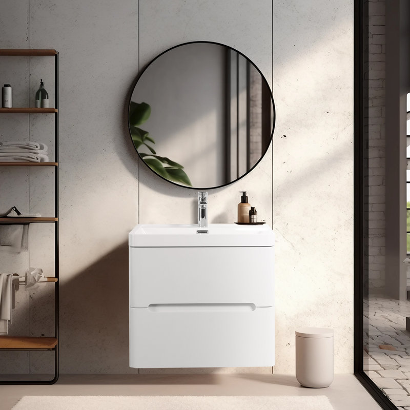 Ashai 60mm Single Bathroom Vanity with Drop In Resin Basin, White