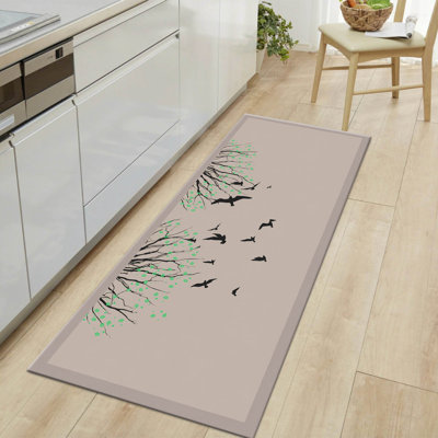 Tapis en jute tissé à la machine Thale en brun clair / vert / noir
