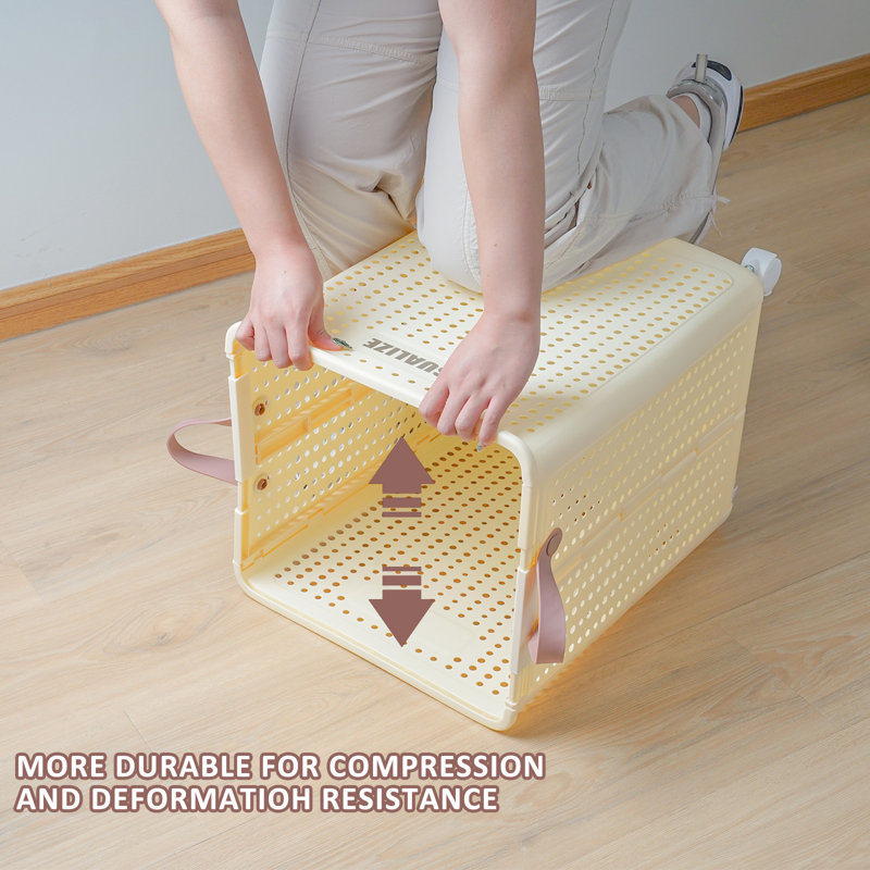 Grand panier à linge pliable sur roulettes, conception ventilée avec poignées de transport pratiques