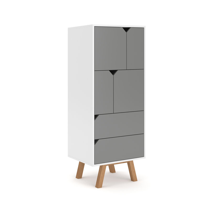 Jedidiah 57 cm W Chest of 2 Drawers, White/Grey