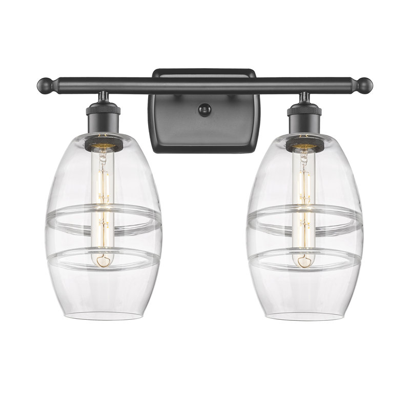 Éclairage pour meuble-lavabo à 2 lumières 16 po Ballston Bettylou, Bronze huilé, Transparent