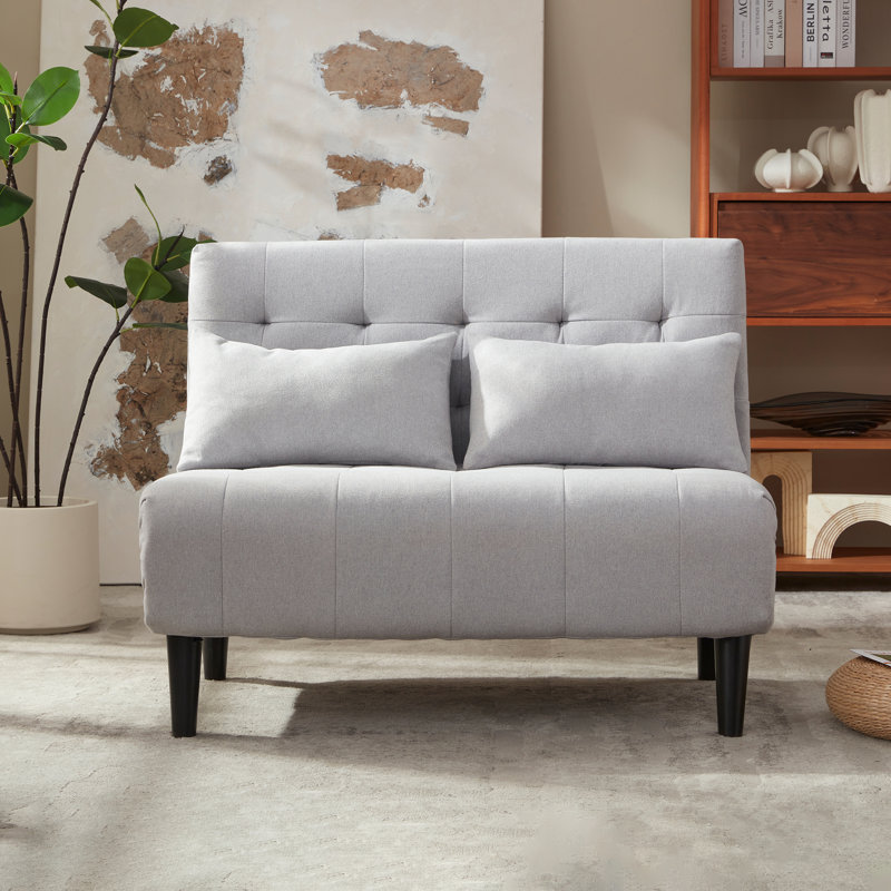 42.5“ Wide Upholstered Accent Chair Convertible Chair Bed 6-position 3-in-1, Gray, loveseat
