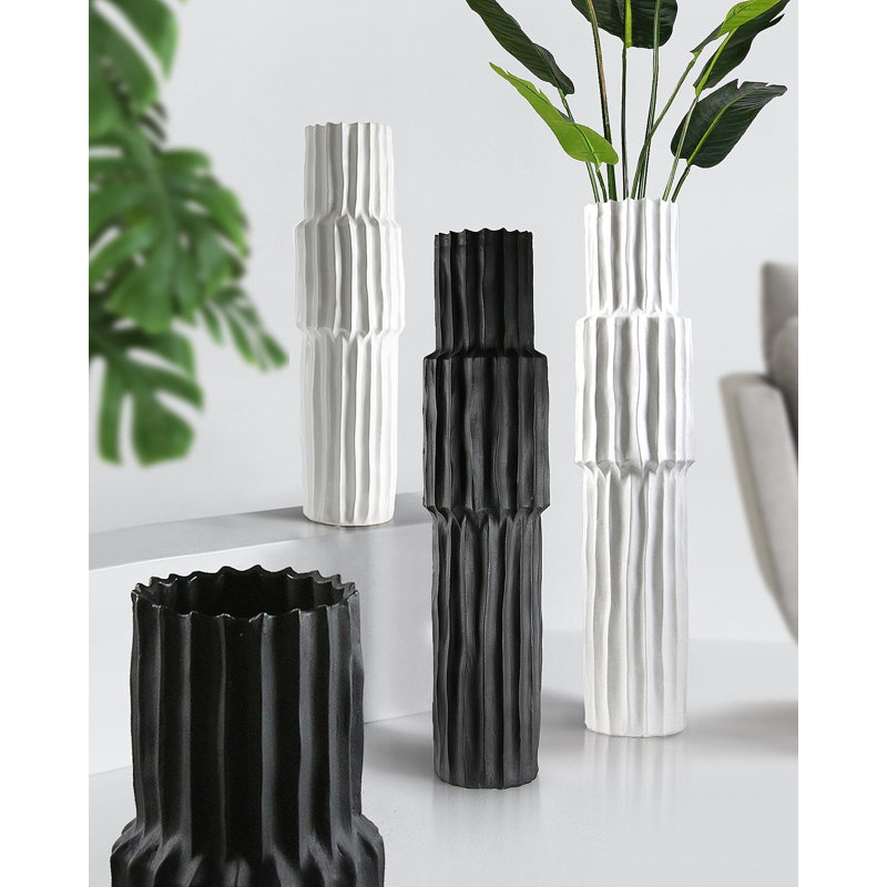 Metropolitan Vase, Black, 36.25" H x 8" W x 8" D 