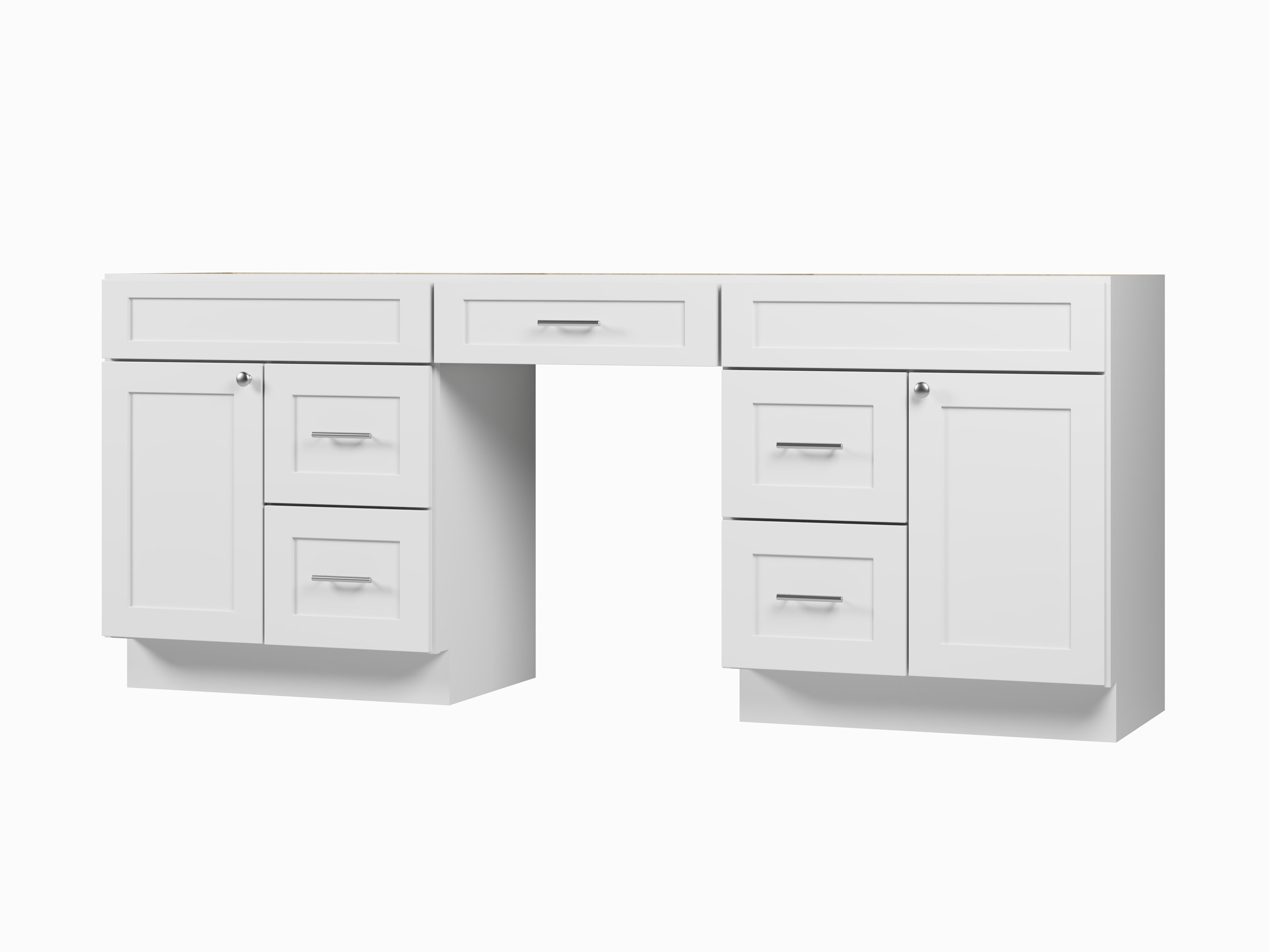 Disar 84'' Double Bathroom Vanity With Desk Dovetail Solid Wood Drawer ...