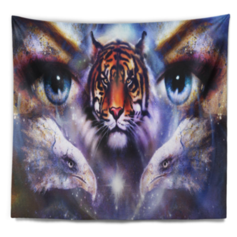 Tigre avec la femme eyes tapestry Animal, H 32 po x l 39 po