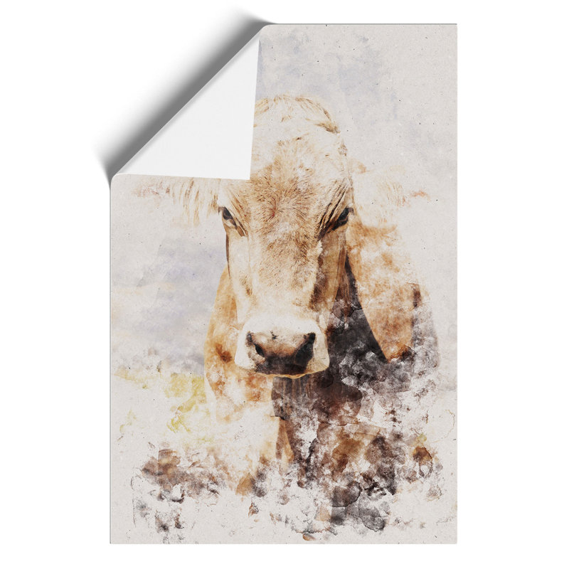 Portrait of a Cow Watercolour - Frameless Print, 59cm H x 42cm W x 0.1cm D