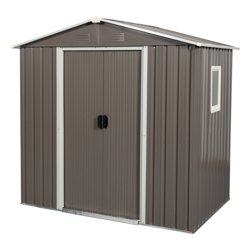 6Ft X 5Ft Gray Outdoor Metal Shed - Galvanized Iron Build, And Long-Lasting, Punched Vents, Sliding Door With Padlock, Easy Assembly, Protected Steel For Outdoor, Structure, Strong Trustworthy, To
