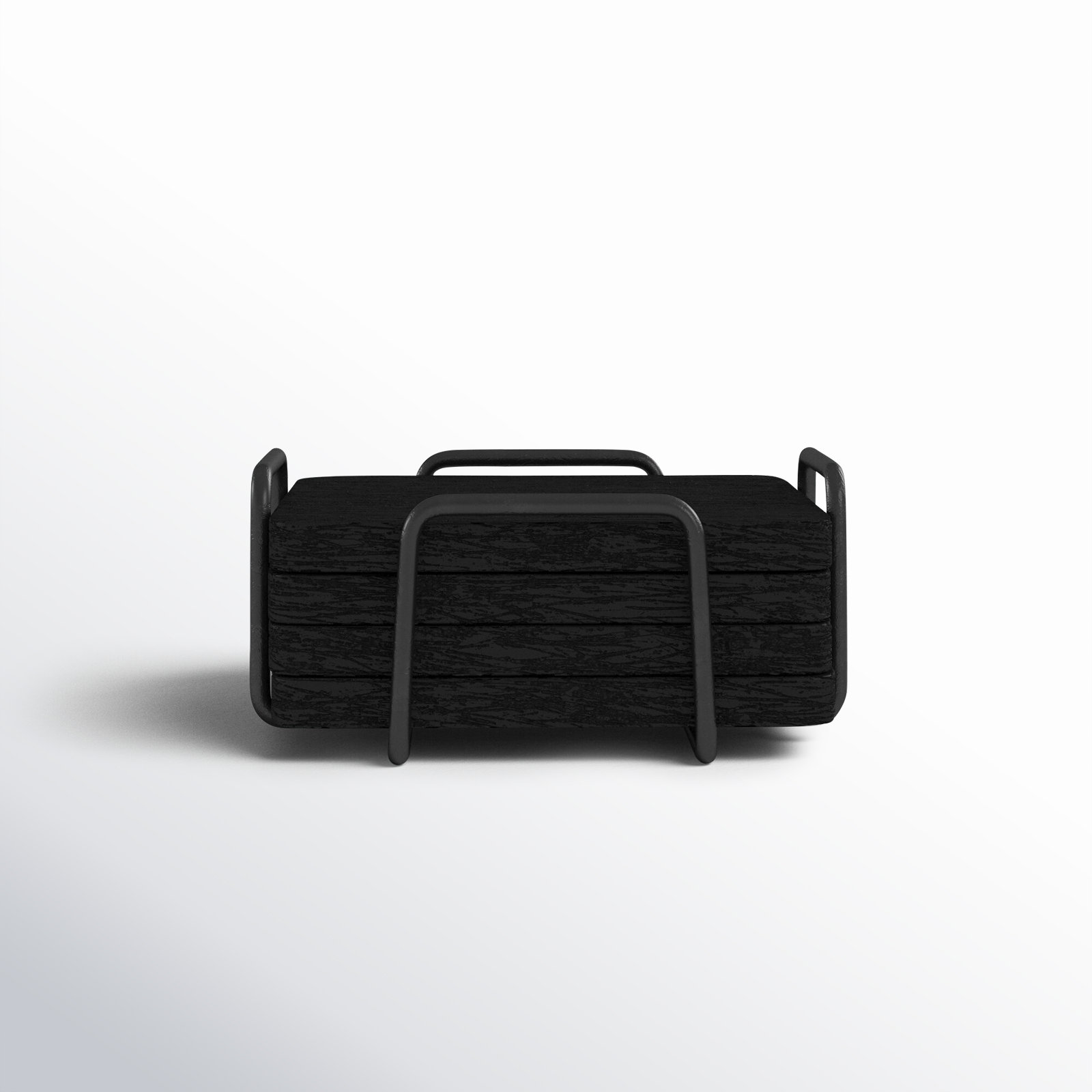 Wallis Godinger Wooden Coaster Set with Holder, Black