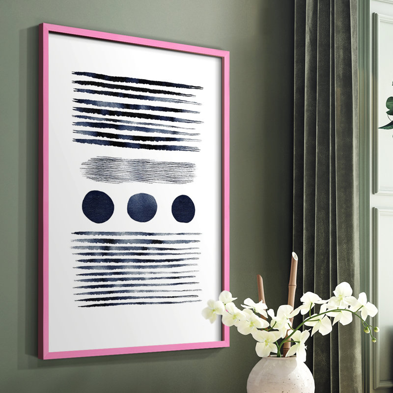 Abstrait, imprimé encadré - prêt à accrocher -, H 14 po x l 11 po, Rose
