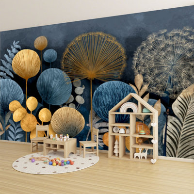 Peel and Stick Wallpaper Scandinavian Dandelion Drift Art Muted Botanical Vintage Wall Murals 69"H x 96"W Removable PVC Wall Paper Self-Adhesive Wall Decor for Bedroom Living Room Home Office