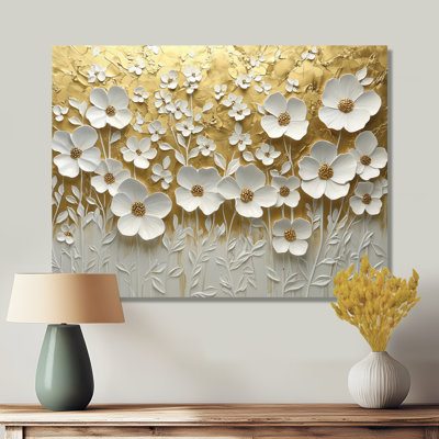 Widlflowers Golden Creamy Blossoms In The Spring IV -Wildflowers Metal Wall Decor