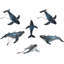 Ensemble de 6 décorations murales à motif de baleines à bosse bleu marine