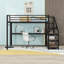 Lit mezzanine avec lumières DEL, ports USB et escalier de rangement-297931222