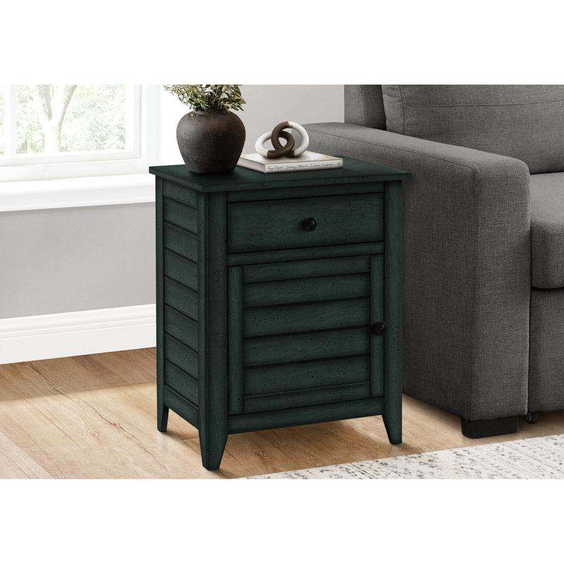 Table d'appoint de 25 po - placage bleu antique, bois massif et matériau de 20 po Large pratique pour la chambre à coucher et le salon