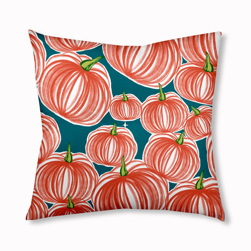 Coussin 333_Pumpkins-A-Pleasant, 26 po x 26 po, Rouge / Bleu