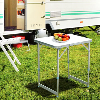 Table de camping pliante réglable en hauteur de 23 po - Portable léger pour n'importe quelle occasion, camping, pique-nique, garage gris et argent partout