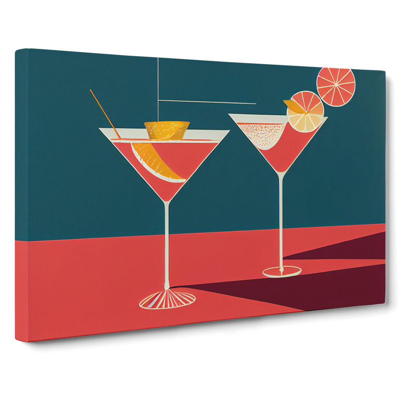 Retro Cocktail Art Vol.1 - Wrapped Canvas, 50cm H x 76cm W x 3cm D